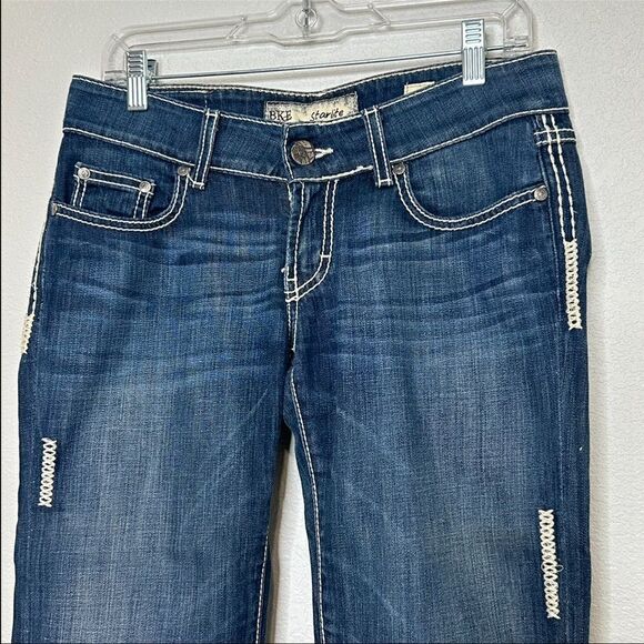 BKE Buckle Denim Capri Cropped Jeans Starlite Thick Stitch Women Sz 28 - Picture 5 of 11